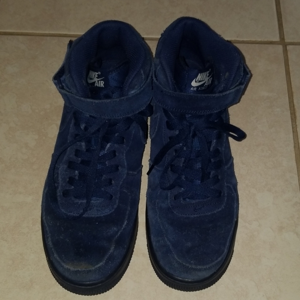 Navy blue suede air force